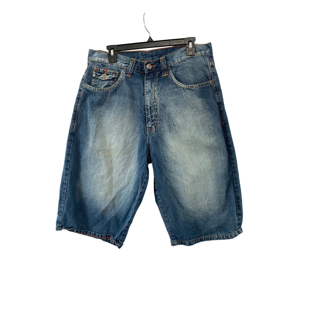 Karl Kani Denim Shorts Mens‎ 34 Blue Baggy Y2K Hip Hop Embroidered Gold